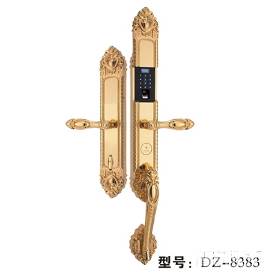 樱花金盾系列指纹锁 密码锁 滑盖 亮金 不锈钢面板DZ-8383