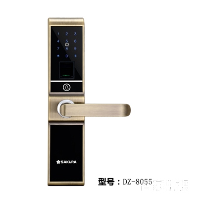 樱花指纹锁 密码锁 刷卡锁 直板 不锈钢面板DZ-8055