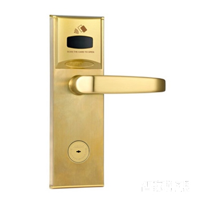 龙兄弟有源电子锁智能酒店门锁RF刷卡锁直板拉丝金A0101主图