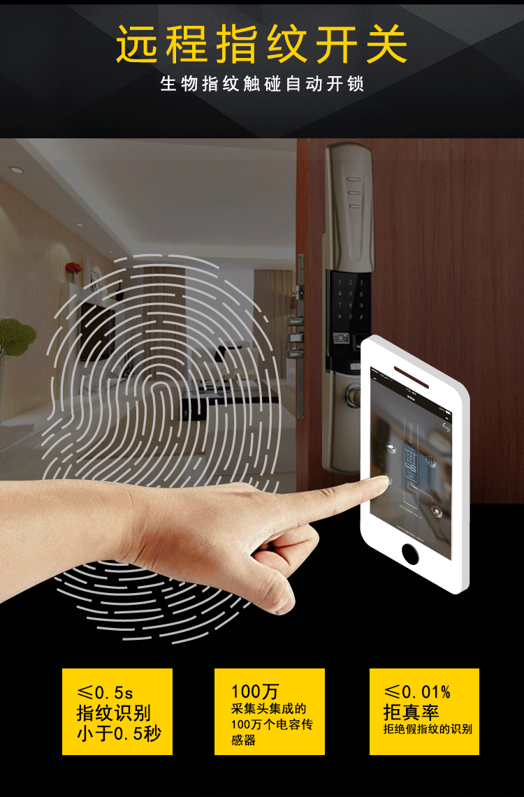 恒众鑫智能指纹密码锁E9 智能家用防盗密码指纹锁