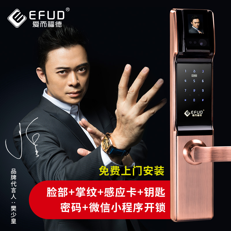 爱而福德指纹锁  EFUD-8100指纹锁红古铜密码智能电子锁