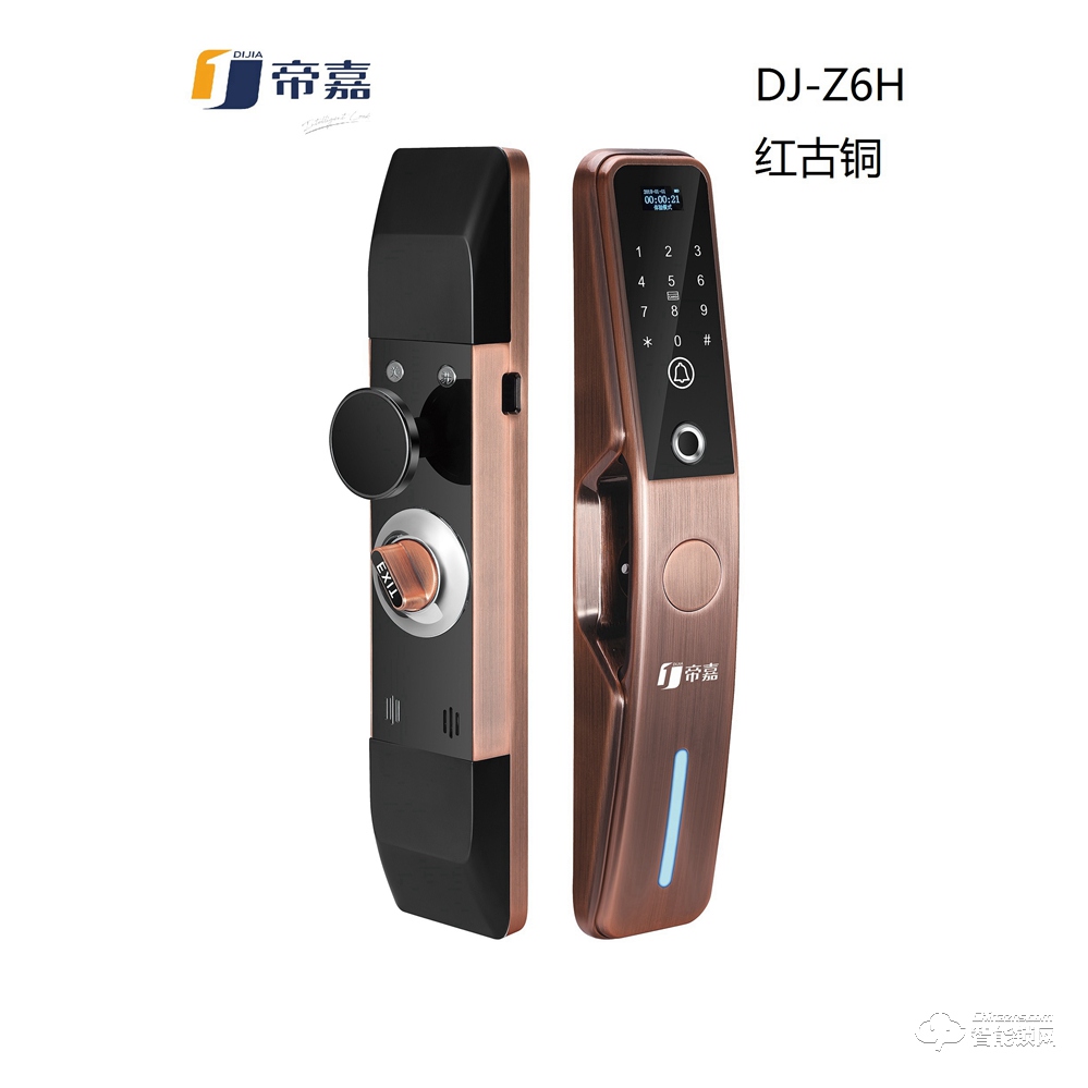 帝嘉智能锁 全自动系列DJ-Z6H红古铜指纹密码锁