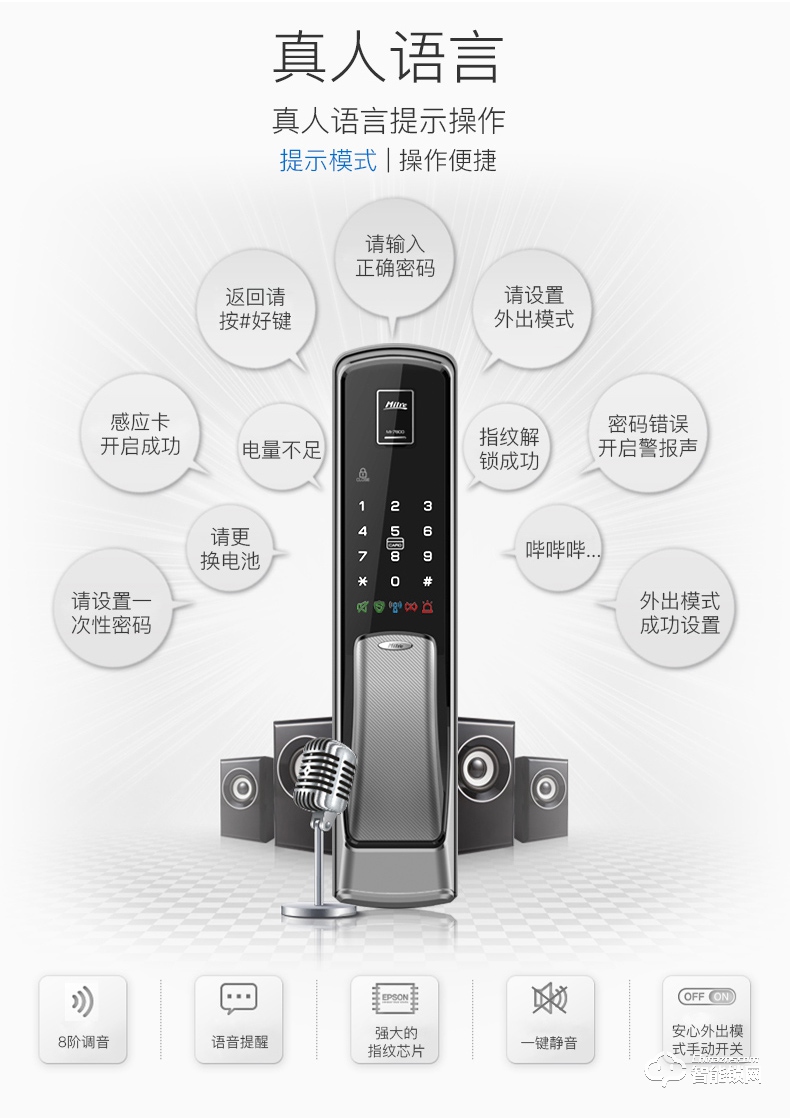 弥瑞智能锁 MI-7800韩国进口家用指纹智能门锁