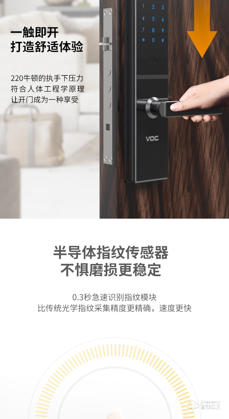 VOC智能锁 VL8家用防盗门磁卡锁电子密码锁门锁