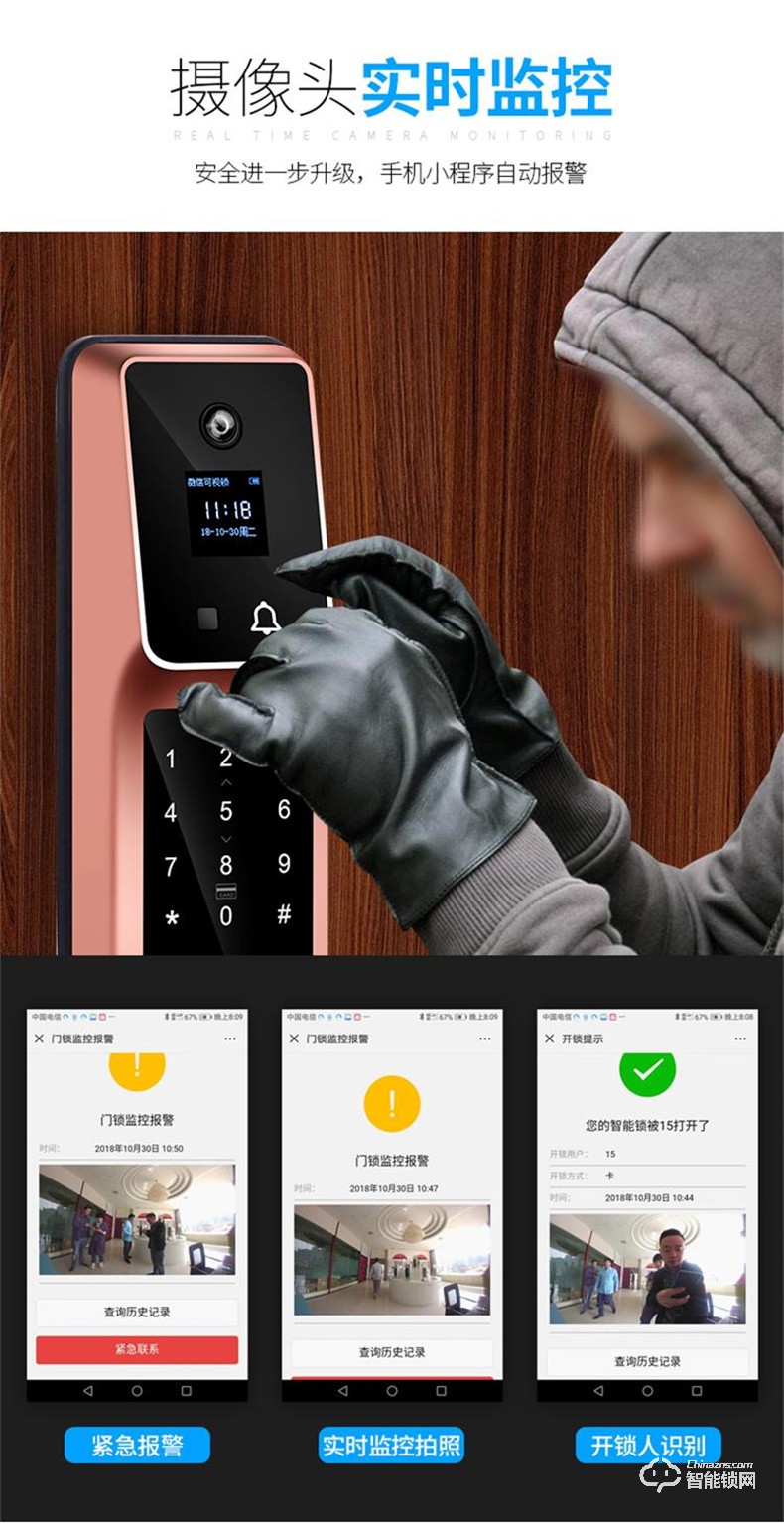 朗菲智能锁 家用防盗门监控摄像头电子锁.jpg