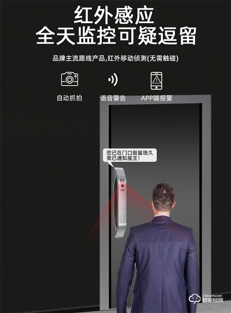 洛克曼S15-2智能锁3D人脸识别 手机APP远程抓拍  