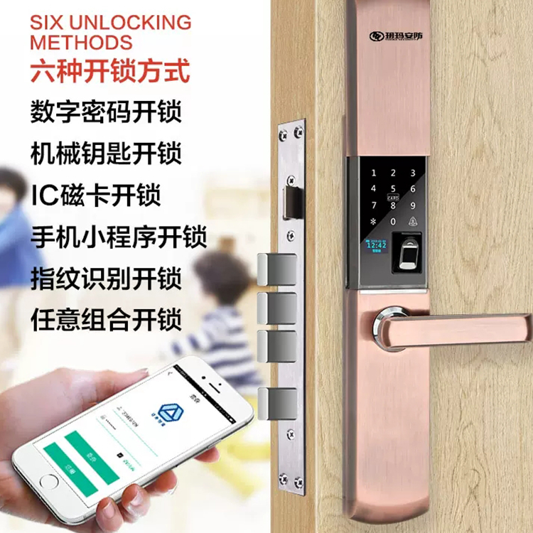 玥玛FP0002家庭大门指纹防盗锁 电子密码锁自动智能门锁